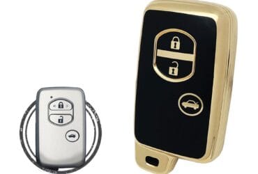 TPU Key Cover Case Protector For Toyota Smart Key Remote 3 Button BLACK GOLD Color