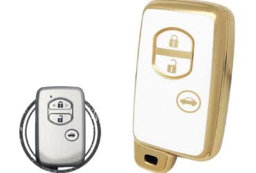 TPU Key Cover Case For Toyota Smart Key Remote 3 Button WHITE GOLD Color