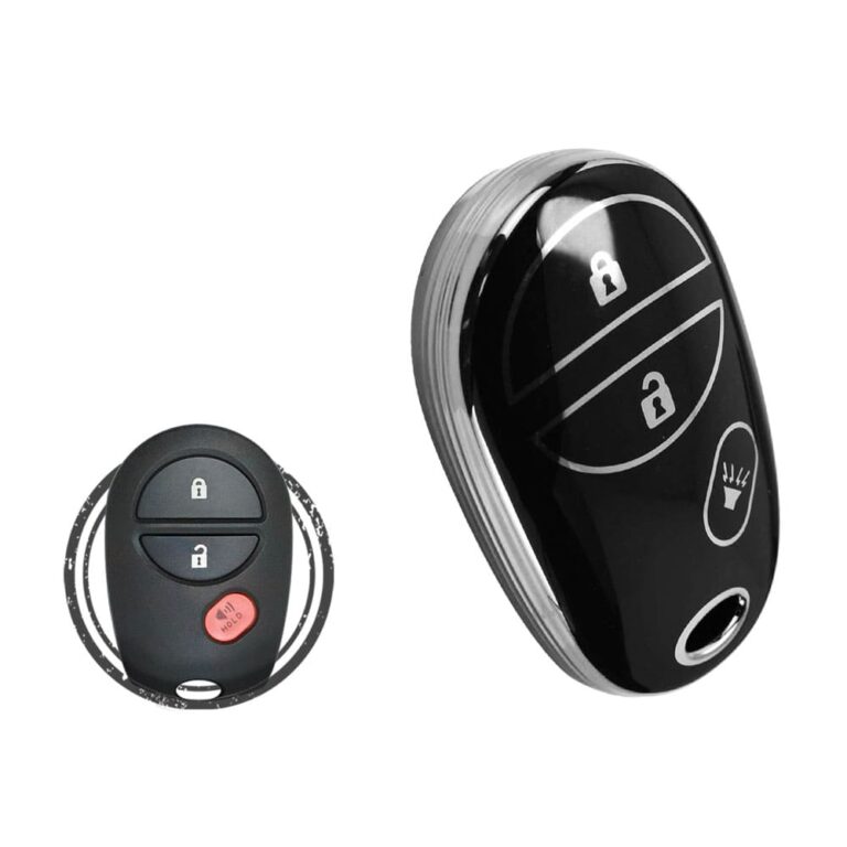 TPU Key Cover Case For Toyota Tundra Tacoma Sienna Sequoia Keyless Entry Remote 5 Button Black Chrome Color