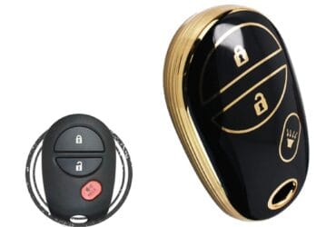 TPU Key Cover Case Protector For Toyota Tundra Tacoma Sienna Sequoia Keyless Entry Remote 3 Button BLACK GOLD Color
