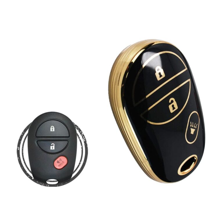 TPU Key Cover Case Protector For Toyota Tundra Tacoma Sienna Sequoia Keyless Entry Remote 3 Button BLACK GOLD Color