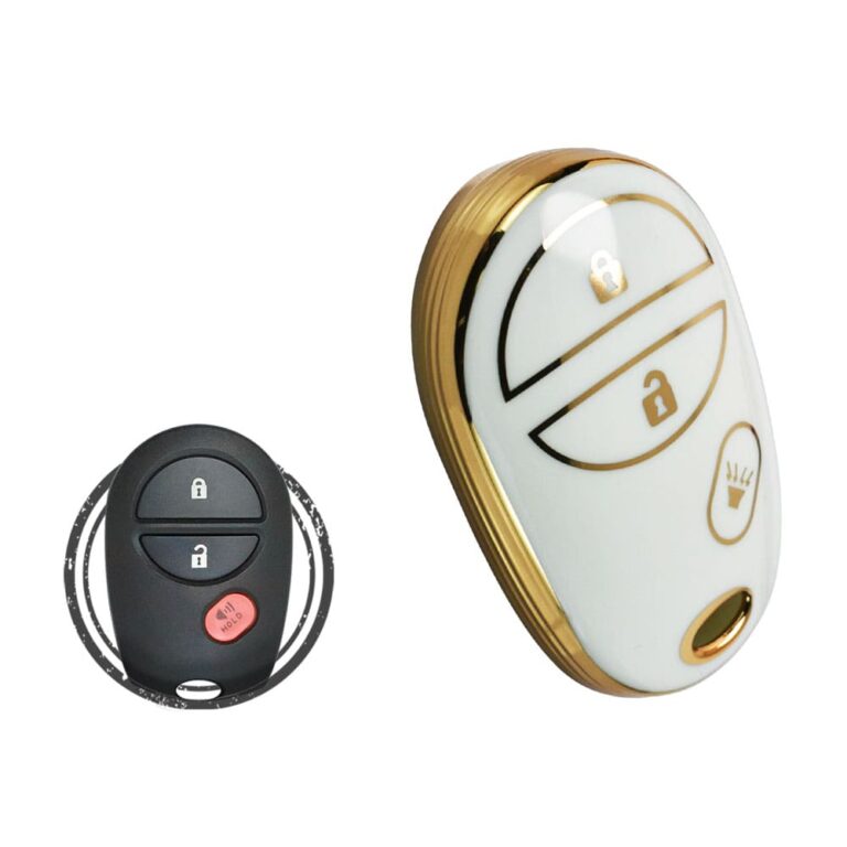 TPU Key Cover Case For Toyota Tundra Tacoma Sienna Sequoia Keyless Entry Remote 3 Button WHITE GOLD Color