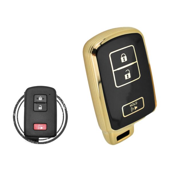 TPU Key Cover Case Protector For Toyota Highlander Tacoma Tundra Prius RAV4 Smart Key Remote 3 Button BLACK GOLD Color