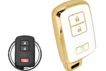 TPU Key Cover Case For Toyota Highlander Tacoma Tundra Prius RAV4 Smart Key Remote 3 Button WHITE GOLD Color