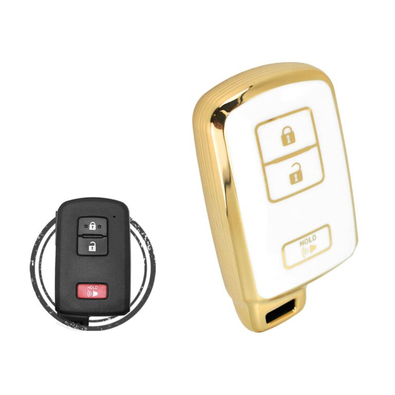 TPU Key Cover Case For Toyota Highlander Tacoma Tundra Prius RAV4 Smart Key Remote 3 Button WHITE GOLD Color