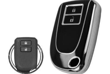 TPU Key Cover Case For Toyota Yaris Aygo Smart Key Remote 2 Button Black Chrome Color