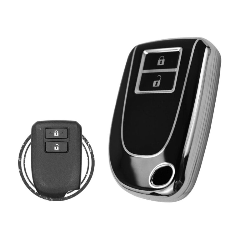 TPU Key Cover Case For Toyota Yaris Aygo Smart Key Remote 2 Button Black Chrome Color
