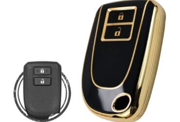 TPU Key Cover Case Protector For Toyota Yaris Aygo Smart Key Remote 2 Button BLACK GOLD Color