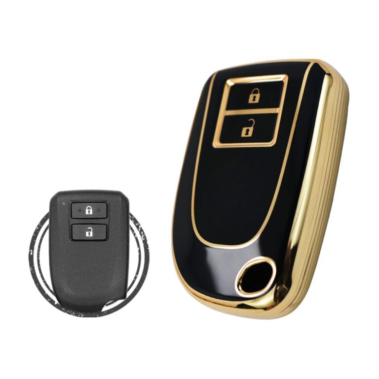 TPU Key Cover Case Protector For Toyota Yaris Aygo Smart Key Remote 2 Button BLACK GOLD Color