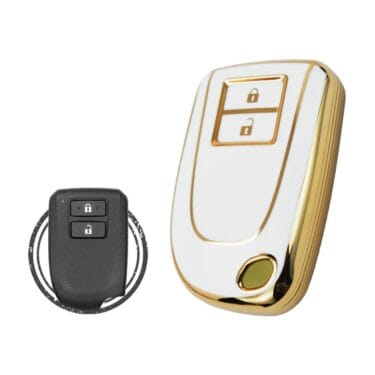 TPU Key Cover Case For Toyota Yaris Aygo Smart Key Remote 2 Button WHITE GOLD Color