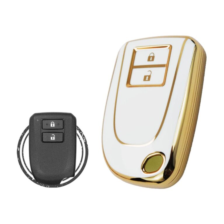 TPU Key Cover Case For Toyota Yaris Aygo Smart Key Remote 2 Button WHITE GOLD Color