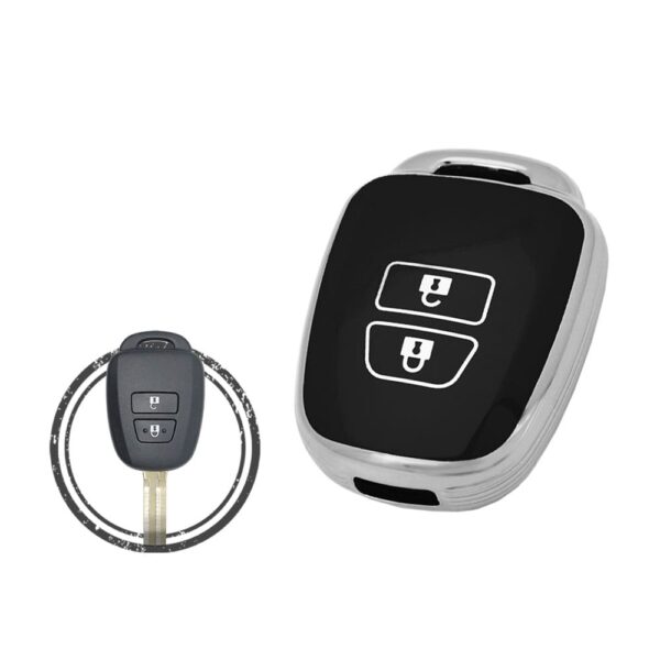 TPU Key Cover Case For Toyota Yaris Hiace Vios Remote Head Key 2 Button Black Chrome Color