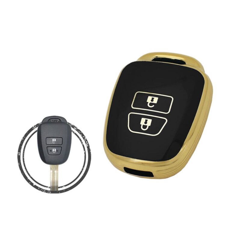 TPU Key Cover Case Protector For Toyota Yaris Hiace Vios Remote Head Key 2 Button BLACK GOLD Color