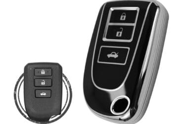 TPU Key Cover Case For Toyota Yaris Vios Smart Key Remote 3 Button Black Chrome Color