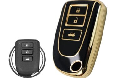 TPU Key Cover Case Protector For Toyota Yaris Vios Smart Key Remote 3 Button BLACK GOLD Color