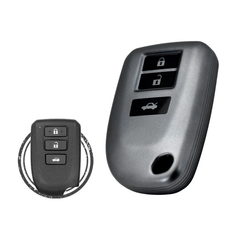 TPU Car Key Fob Cover Case For Toyota Yaris Vios Smart Key Remote 3 Button BLACK Metal Color