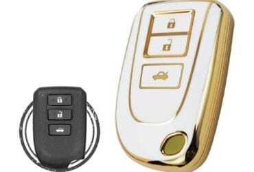 TPU Key Cover Case For Toyota Yaris Vios Smart Key Remote 3 Button WHITE GOLD Color