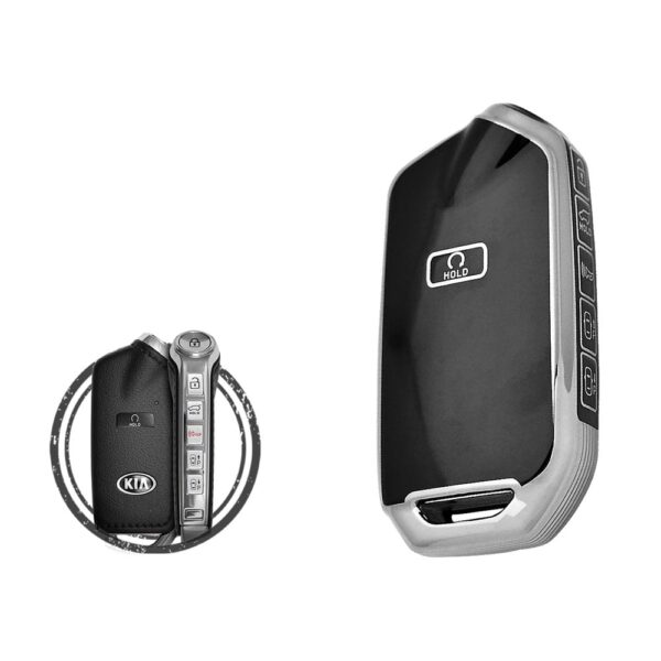 TPU Key Cover Case For 2023 KIA Stinger Smart Key Remote 6+1 Button Black Chrome Color 95440-J6610