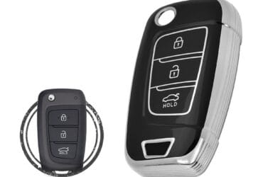 TPU Key Cover Case For Hyundai Sonata Azera Accent Elantra Flip Key Remote 3 Button Black Chrome Color