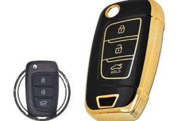 TPU Key Cover Case Protector For Hyundai Sonata Azera Accent Elantra Flip Key Remote 3 Button BLACK GOLD Color