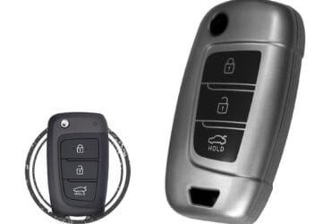 Coque en TPU pour clé pliante télécommande Hyundai Sonata Accent Elantra 3 boutons Couleur métal NOIR