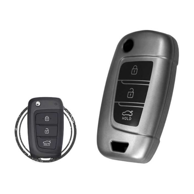 TPU Car Key Fob Cover Case For Hyundai Sonata Azera Accent Elantra Flip Key Remote 3 Button BLACK Metal Color