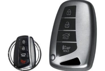 TPU Car Key Fob Cover Case For Hyundai Azera Genesis Santa Fe Equus Smart Key Remote 4 Button BLACK Metal Color