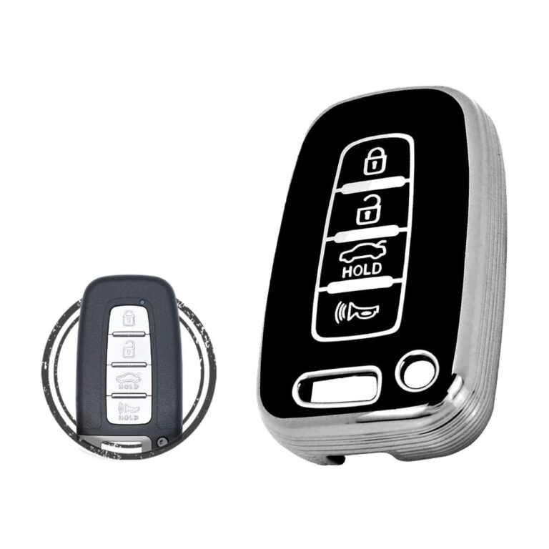 TPU Key Cover Case For Hyundai Tucson Coupe Elantra Avante Smart Key Remote 4 Button Black Chrome Color