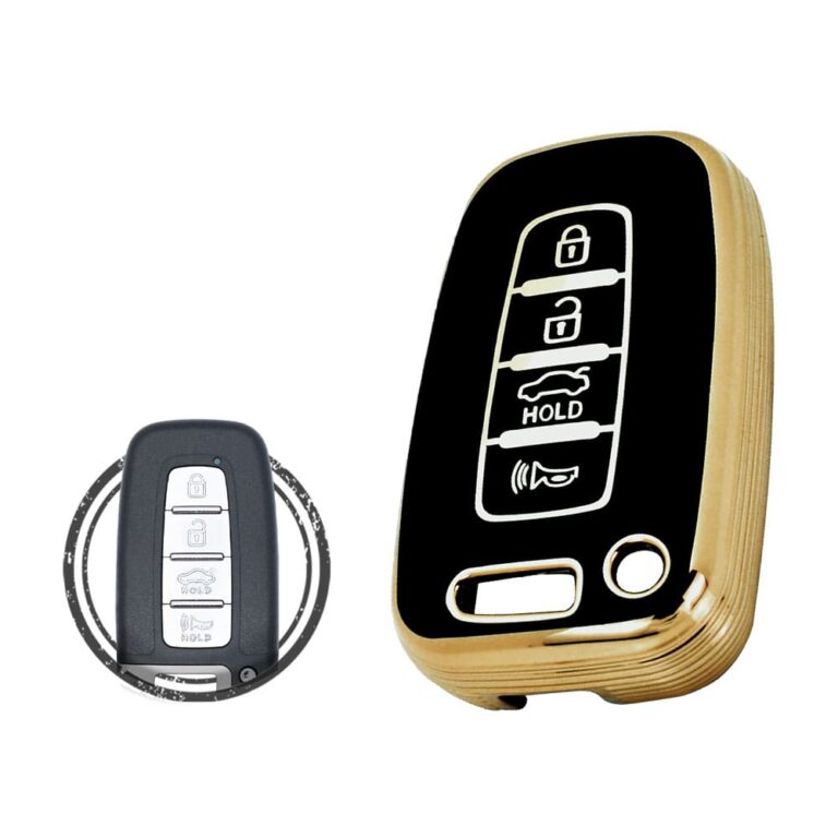 TPU Key Cover Case Protector For Hyundai Tucson Coupe Elantra Avante Smart Key Remote 4 Button BLACK GOLD Color