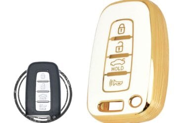 TPU Key Cover Case For Hyundai Tucson Coupe Elantra Avante Smart Key Remote 4 Button WHITE GOLD Color