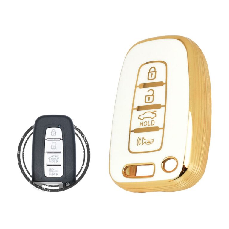 TPU Key Cover Case For Hyundai Tucson Coupe Elantra Avante Smart Key Remote 4 Button WHITE GOLD Color