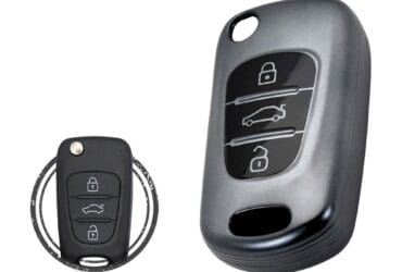 TPU Car Key Fob Cover Case For Hyundai Elantra Azera Veloster Flip Key Remote 3 Button BLACK Metal Color