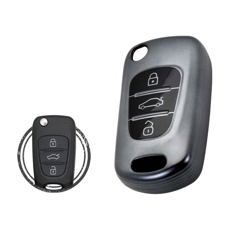 TPU Car Key Fob Cover Case For Hyundai Elantra Azera Veloster Flip Key Remote 3 Button BLACK Metal Color