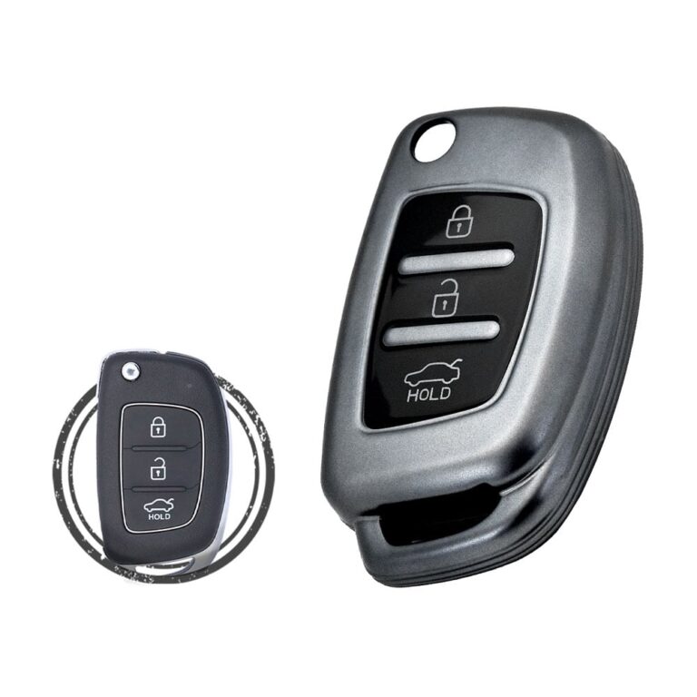 TPU Car Key Fob Cover Case For Hyundai Creta I10 Sonata Azera Flip Key Remote 3 Button BLACK Metal Color