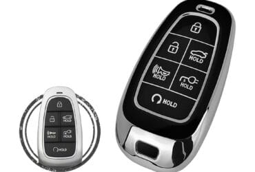 TPU Key Cover Case For Hyundai Ioniq 5 Smart Key Remote 6 Button CQOFN01210 Black Chrome Color