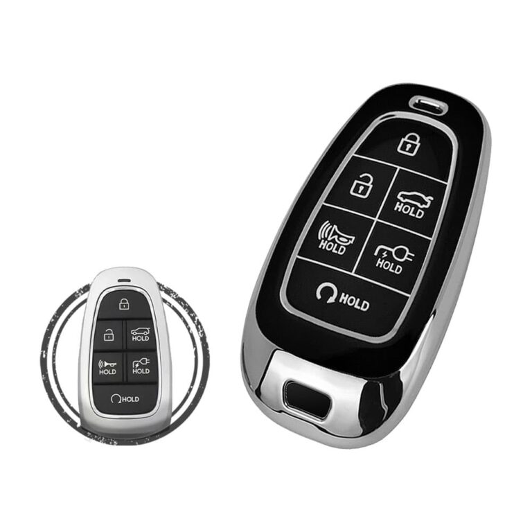 TPU Key Cover Case For Hyundai Ioniq 5 Smart Key Remote 6 Button CQOFN01210 Black Chrome Color