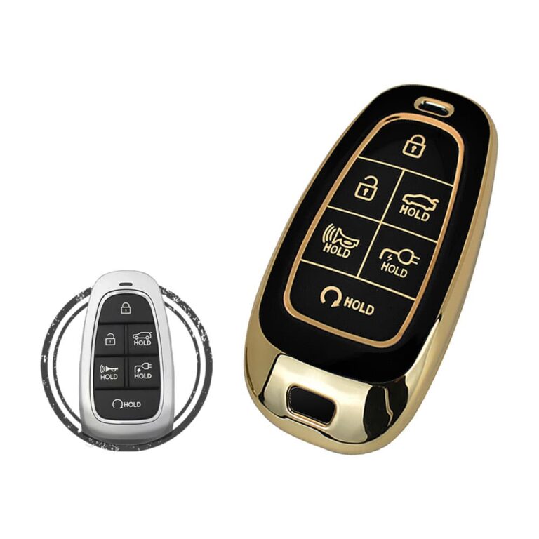 TPU Key Cover Case Protector For Hyundai Ioniq 5 Smart Key Remote 6 Button CQOFN01210 BLACK GOLD Color