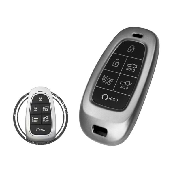 TPU Car Key Fob Cover Case For Hyundai Ioniq 5 Smart Key Remote 6 Button CQOFN01210 BLACK Metal Color