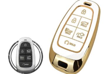 TPU Key Cover Case For Hyundai Ioniq 5 Smart Key Remote 6 Button CQOFN01210 WHITE GOLD Color