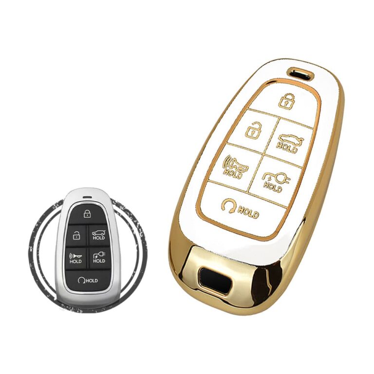 TPU Key Cover Case For Hyundai Ioniq 5 Smart Key Remote 6 Button CQOFN01210 WHITE GOLD Color