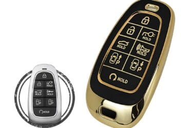 Coque en TPU pour clé intelligente Hyundai IONIQ 2022 8 boutons Couleur noir et or