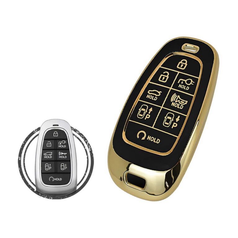 TPU Key Cover Case Protector For 2022 Hyundai IONIQ Smart Key Remote 8 Button BLACK GOLD Color