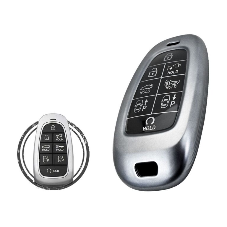 TPU Car Key Fob Cover Case For 2022 Hyundai IONIQ Smart Key Remote 8 Button BLACK Metal Color