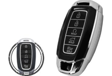 TPU Key Cover Case For Hyundai Palisade Kona Elantra Avante Smart Key Remote 5 Button Black Chrome Color