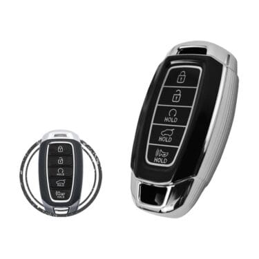 TPU Key Cover Case For Hyundai Palisade Kona Elantra Avante Smart Key Remote 5 Button Black Chrome Color