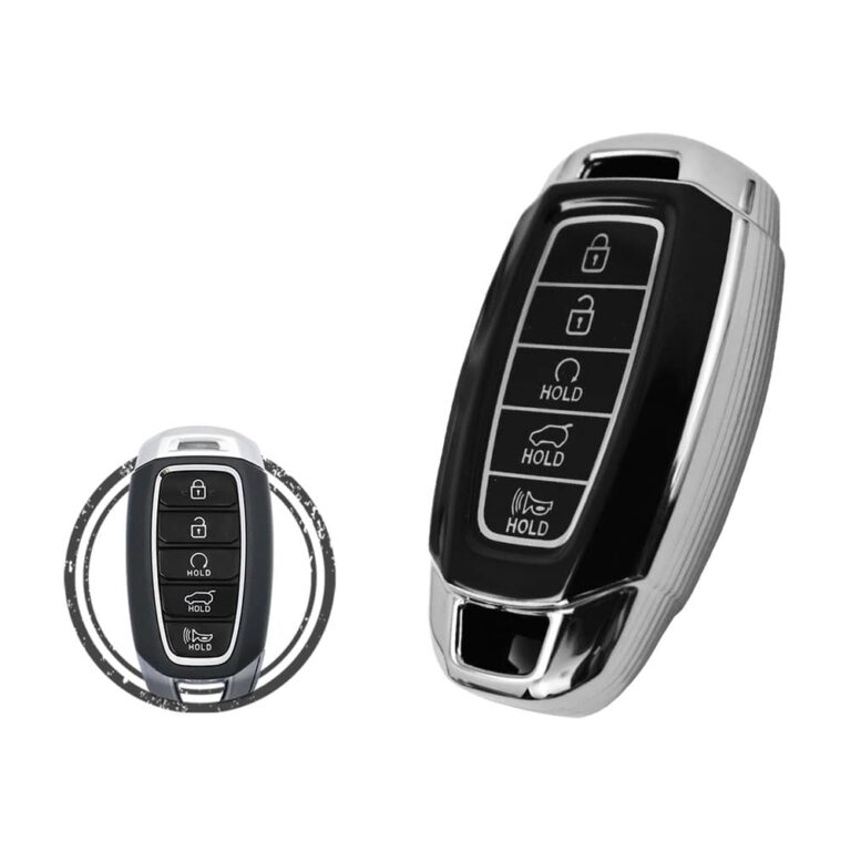TPU Key Cover Case For Hyundai Palisade Kona Elantra Avante Smart Key Remote 5 Button Black Chrome Color