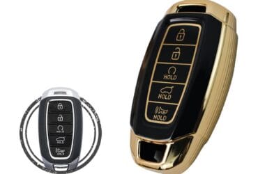 TPU Key Cover Case Protector For Hyundai Palisade Kona Elantra Avante Smart Key Remote 5 Button BLACK GOLD Color