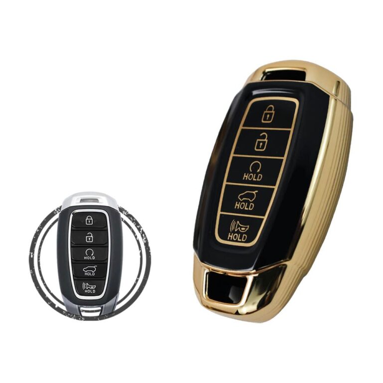 TPU Key Cover Case Protector For Hyundai Palisade Kona Elantra Avante Smart Key Remote 5 Button BLACK GOLD Color