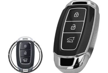 TPU Key Cover Case For Hyundai Palisade Kona Venue Santa Fe Smart Key Remote 3 Button Black Chrome Color