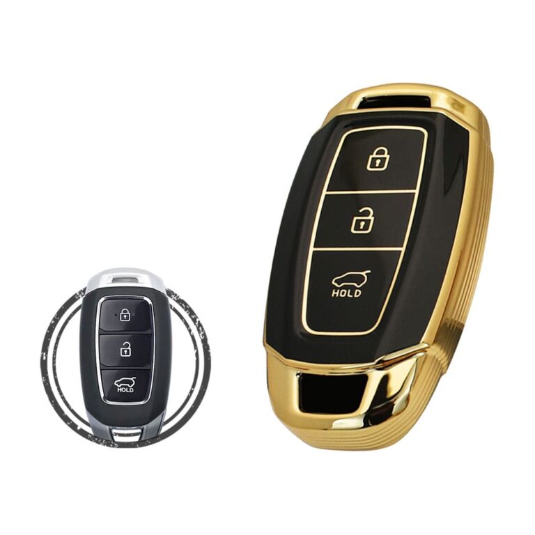 TPU Key Cover Case Protector For Hyundai Palisade Kona Venue Santa Fe Smart Key Remote 3 Button BLACK GOLD Color